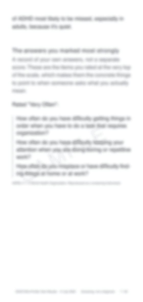 Fictional sample report: The answers you marked most strongly