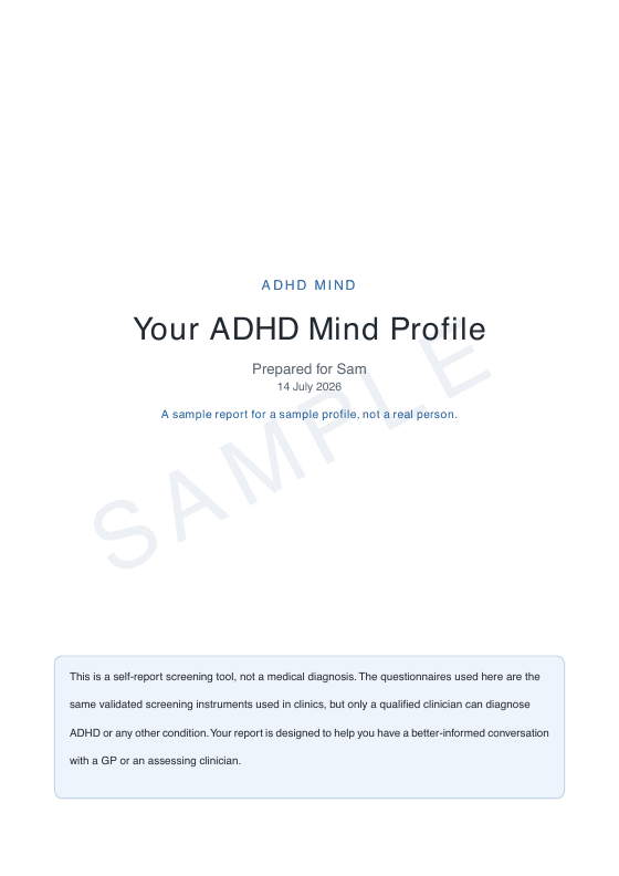 Sample report page: Your cover