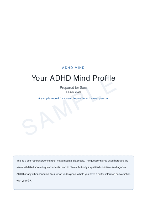 Sample report page: Your cover