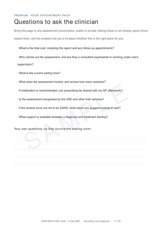 A page of the report: The Appointment Pack
