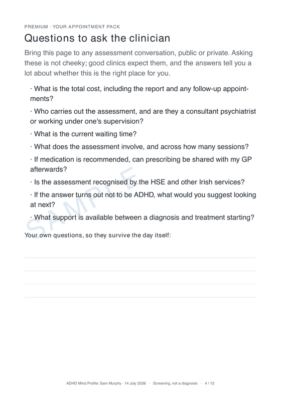 Sample appointment preparation worksheet included in the pack